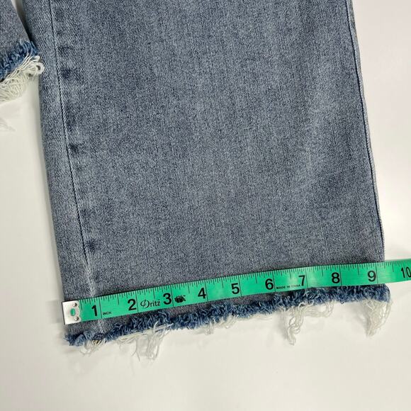 Judy Blue Wide Crop Jeans 5/27 Light Wash Blue Mid Rise Raw Hem JB88903 Stretch - Picture 13 of 13